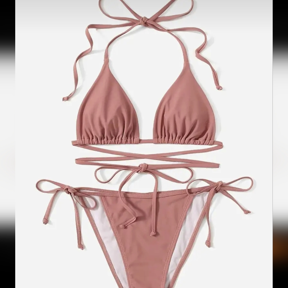 Nwt! Cute gray pink string bikini size M